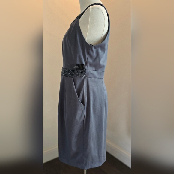 NWT Bisou Bisou Jeweled Neckline Halter Dress Gray Satin Sz. 8 - Picture 4 of 17